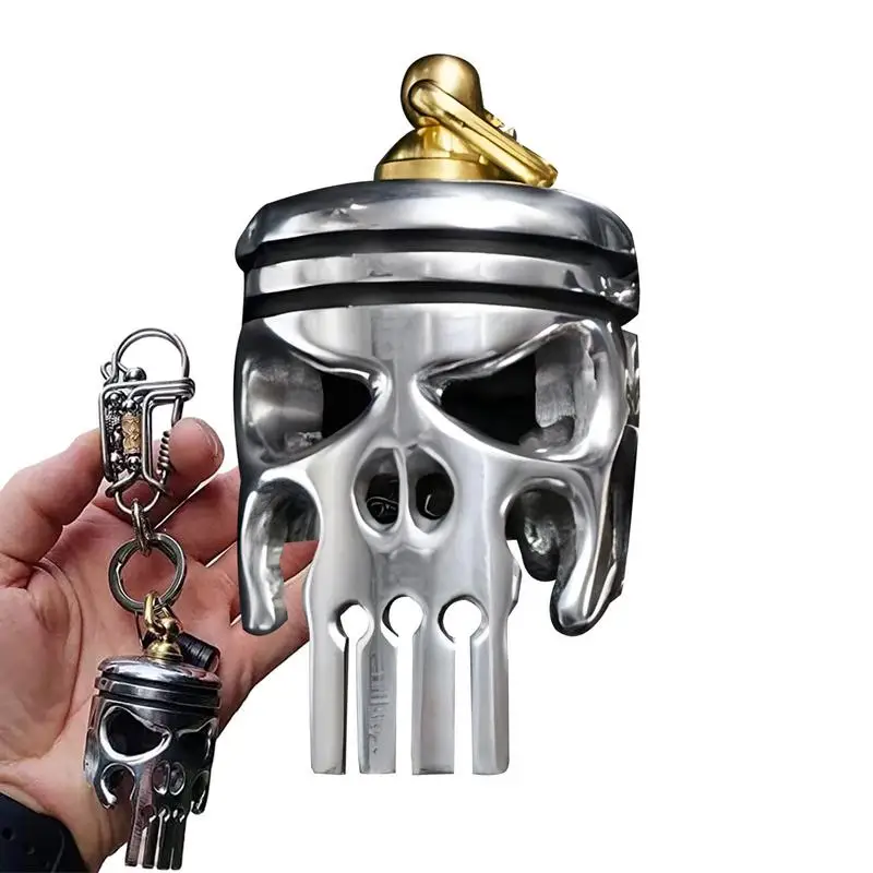 

Piston Art Keychain Unique SKull Keychains Alloy Skeleton Keyring Portable Car Speed Pendant HorrorElement Auto Accessories