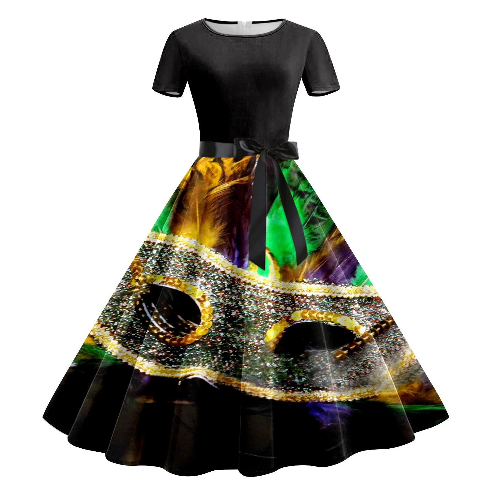 Mardi Gras 2024 New Party Dresses Women Mask Printed Vintage Robe Swing Pinup Evening Party Prom Dress Short Sleeve Summer Dress
Mardi Gras 2024 New Party Dresses Women Mask Printed Vintage Robe Swing Pinup Evening Party Prom Dress Short Sleeve Summer Dress