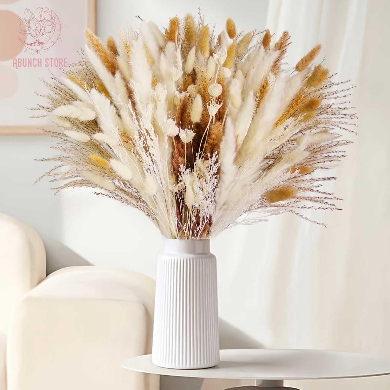 

Natural Pampas Dried Flower Bouquet Boho Floral Wedding Vase Decor Fluffy Reed Bunny Rabbit Tail Grass DIY Home Party Decoration