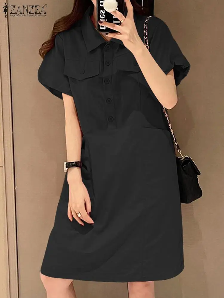 ZANZEA Summer Short Sleeve Sundress Fashion Women Work Dress Solid Loose Dresses Knee Length Robe Casual Buttons Down Vestidos
ZANZEA Summer Short Sleeve Sundress Fashion Women Work Dress Solid Loose Dresses Knee Length Robe Casual Buttons Down Vestidos