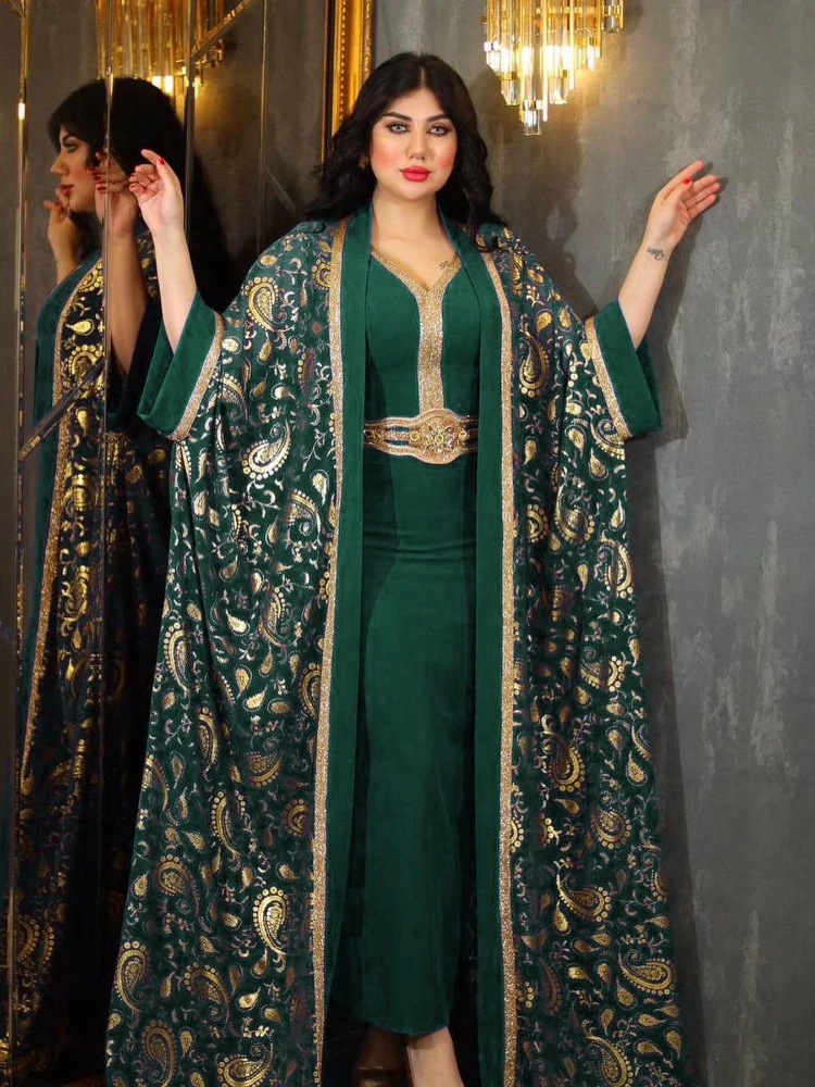

Print Muslim Abaya for Women Eid Dress 2 Piece Set Morocco Ramadan Belted Abayas Kaftan Islam Cardigan Dubai Arab Long Robe 2024
