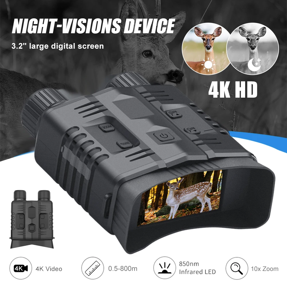 10x 4K WiFi Night Vision Binoculars Device 800m Full Dark 8W Infrared Digital Telescope Goggles For Hunting Camping Video Record
10x 4K WiFi Night Vision Binoculars Device 800m Full Dark 8W Infrared Digital Telescope Goggles For Hunting Camping Video Record