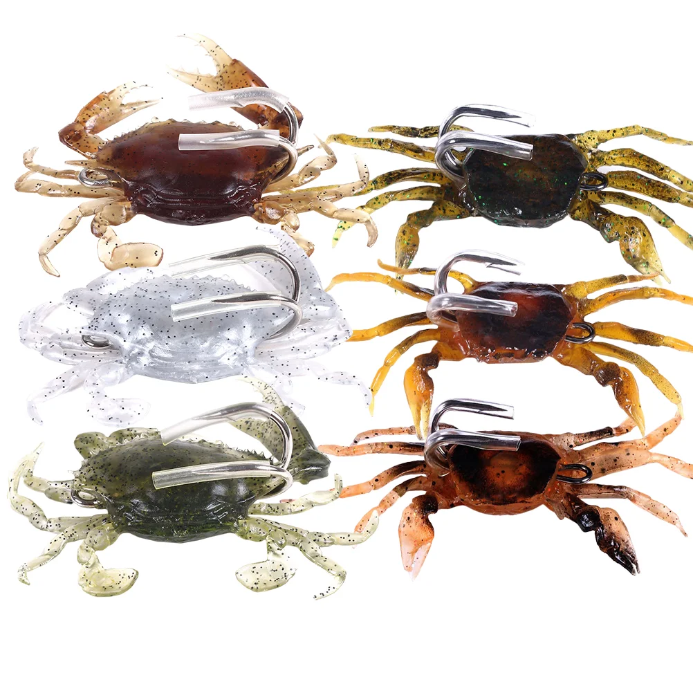

Crab Fishing Lure Kit Artificial Lure Swimbait Sharpe Hooks 3D Simulation Crab Supple Lures