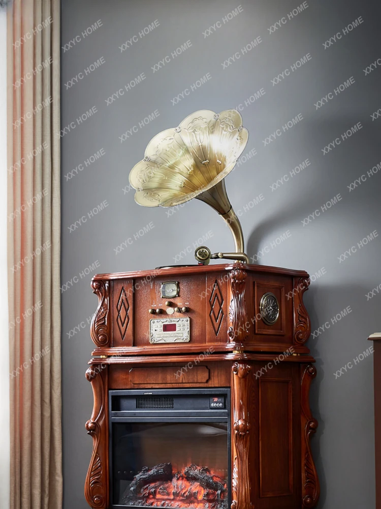 

Vinyl Record Player Phonograph European Retro Vintage Electric Singing Living Room Decoration CD Fireplace Heater