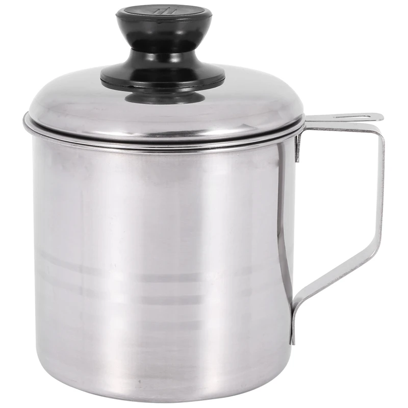 

New Oil Strainer Pot / Grease Can, 1.5 Quart Stainless Steel Oil Storage Can Container With Fine Mesh Strainer, Suitable For Sto