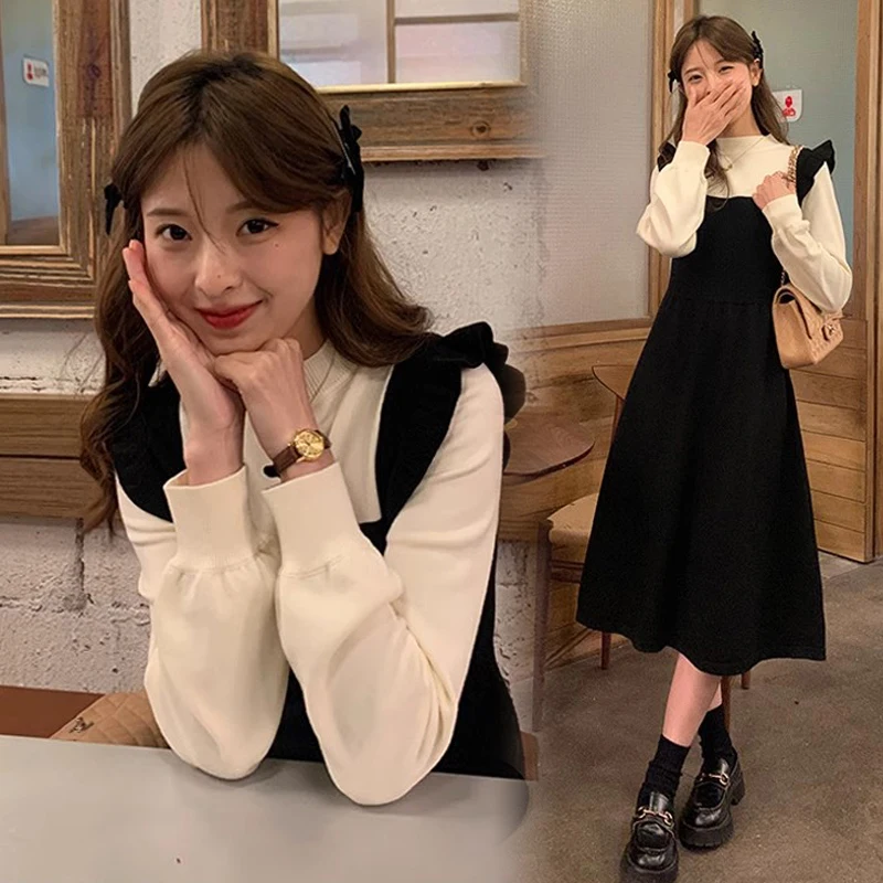 Autumn and Winter Faux Two Piece Maternity Knitted Sweater Loose and Fashion Pregnant Women's Dress Ruffles Patchwork Dresses
Autumn and Winter Faux Two Piece Maternity Knitted Sweater Loose and Fashion Pregnant Women's Dress Ruffles Patchwork Dresses