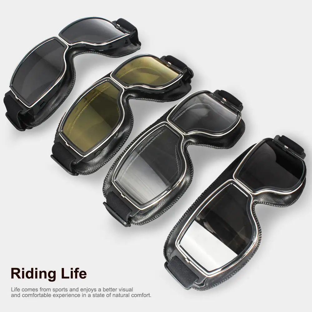 Windproof Motorcycle Helmet Glasses Leather Safety Protective Anti-glare Goggles Motocross Cross-country Steampunk Glasses
Windproof Motorcycle Helmet Glasses Leather Safety Protective Anti-glare Goggles Motocross Cross-country Steampunk Glasses