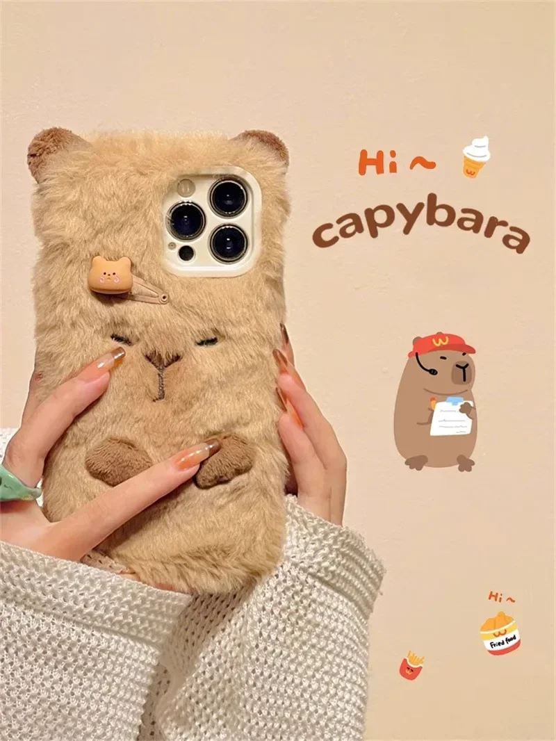 

Plush Cartoon Capybara Case For Apple Iphone 15 14 13 12 Pro Max Phone Case Iphone11 All-Inclusive Soft Case Apple13Promax Cover