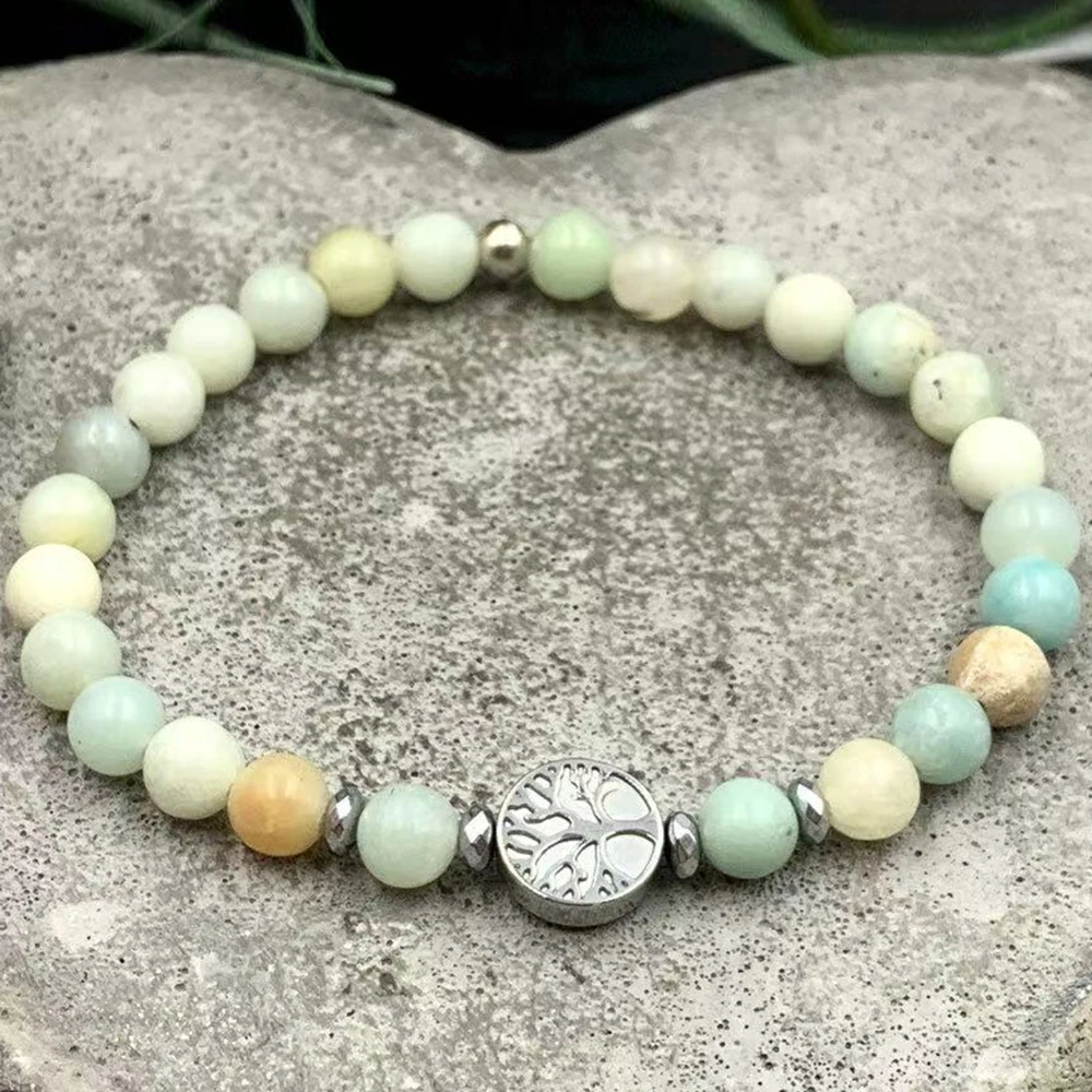 MG2094 6 MM Amazonite Hematite Beads Tree Of Life Charm Bracelet Handmade Energy Protection Wrist Mala
MG2094 6 MM Amazonite Hematite Beads Tree Of Life Charm Bracelet Handmade Energy Protection Wrist Mala