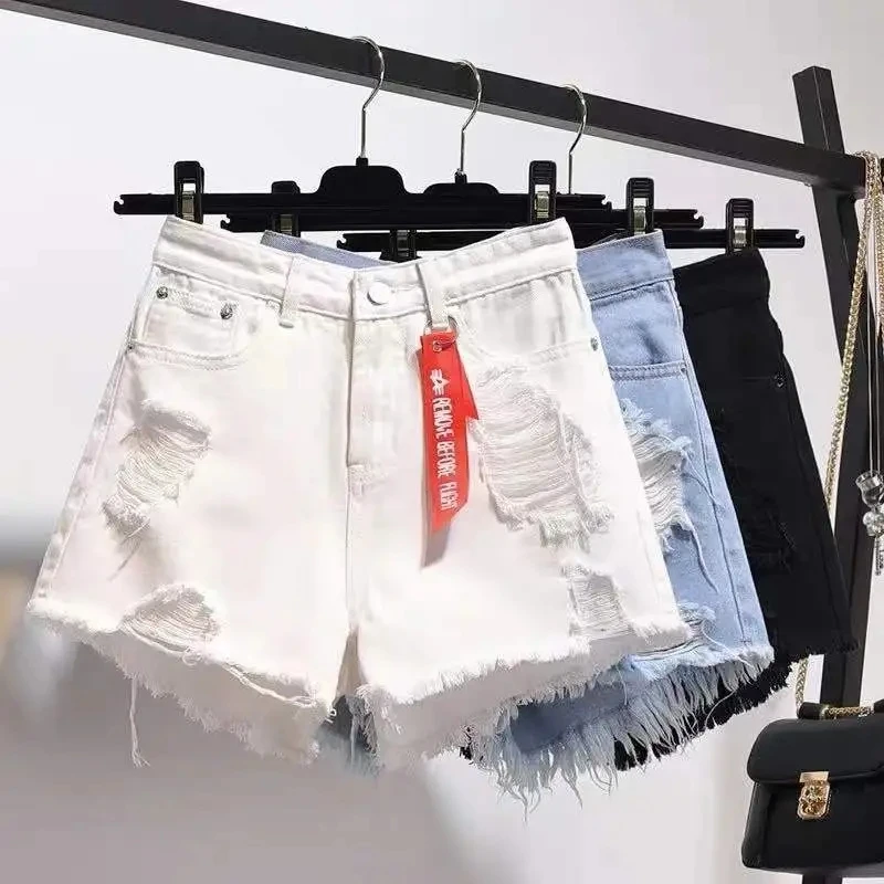 Oversized 5xl High waisted Denim Shorts Women's Summer Loose Korean New Short Hole Jeans White Black Blue Femme Casual Hot pants
Oversized 5xl High waisted Denim Shorts Women's Summer Loose Korean New Short Hole Jeans White Black Blue Femme Casual Hot pants