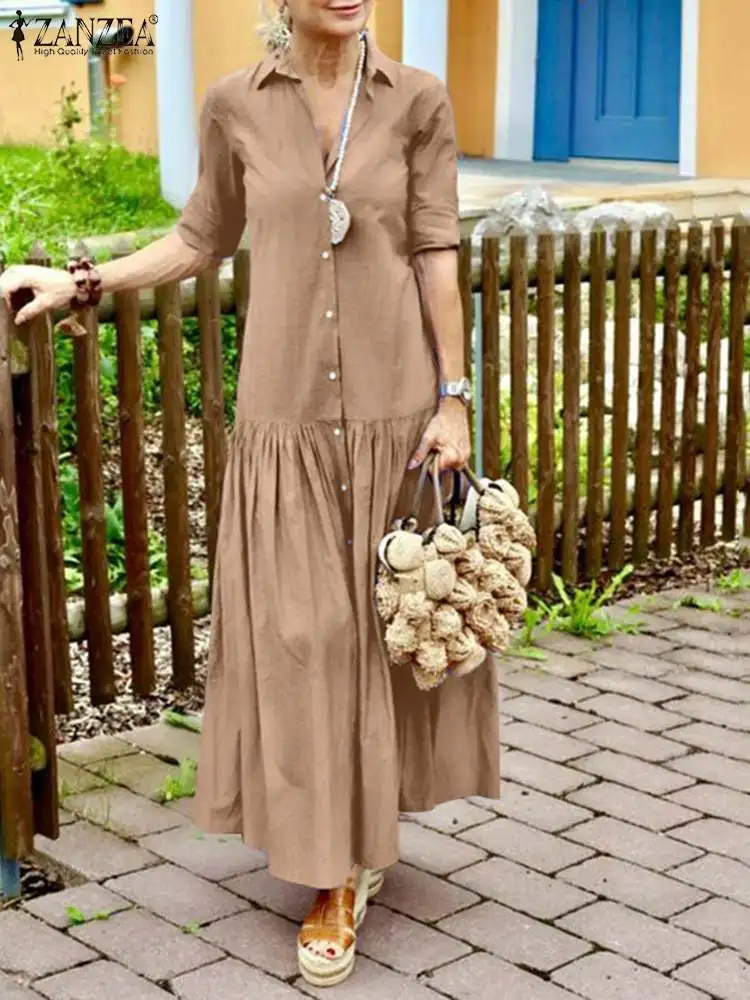 2023 ZANZEA Elegant Women Shirt Dress Casual Solid Ruffles Party Vestido Kaftan Autumn Lapel Neck Long Sleeve Holiday Sundress
2023 ZANZEA Elegant Women Shirt Dress Casual Solid Ruffles Party Vestido Kaftan Autumn Lapel Neck Long Sleeve Holiday Sundress
