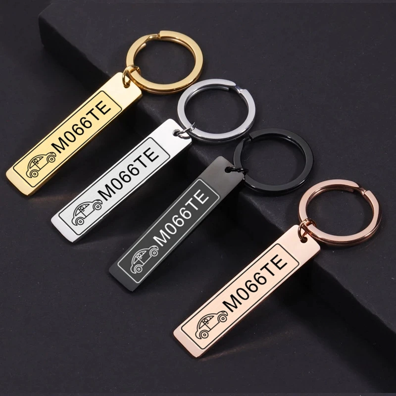 

Personalized Custom Phone Number Logo Name Keychain Women Men Car Key Ring double sided Laser Engrave Stainless Steel Key Chain