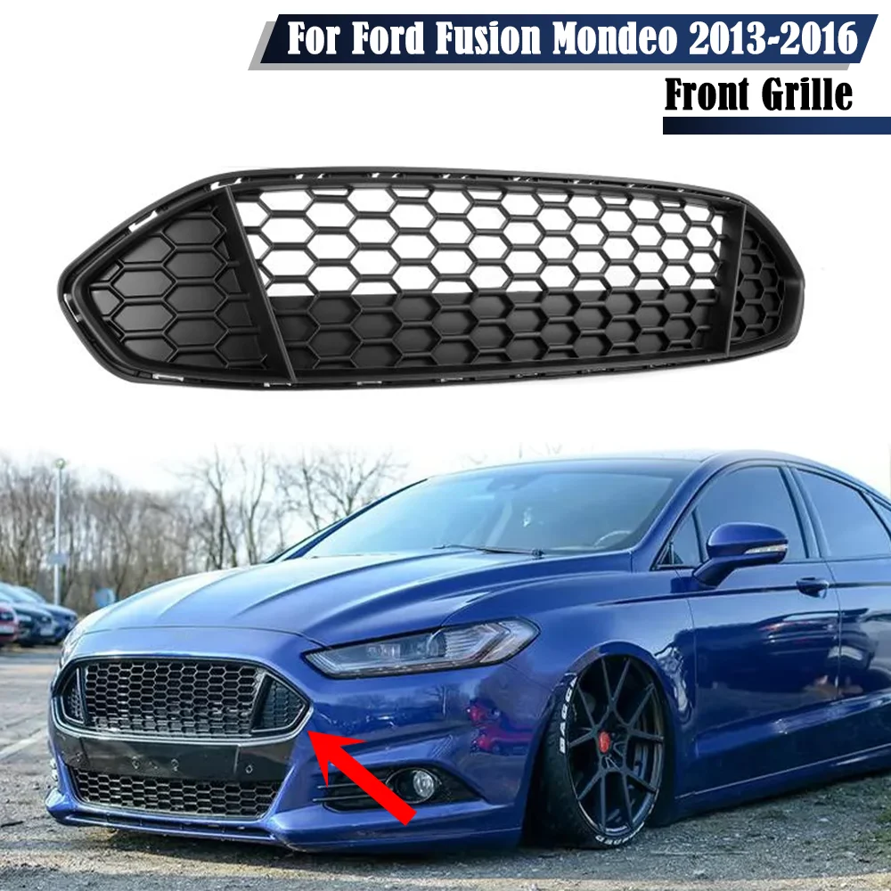 

Глянцевый черный Передний бампер автомобиля, нижний гриль, решетка с Сотами, гоночные грили для Ford Fusion Mondeo 2013 2014 2015 2016