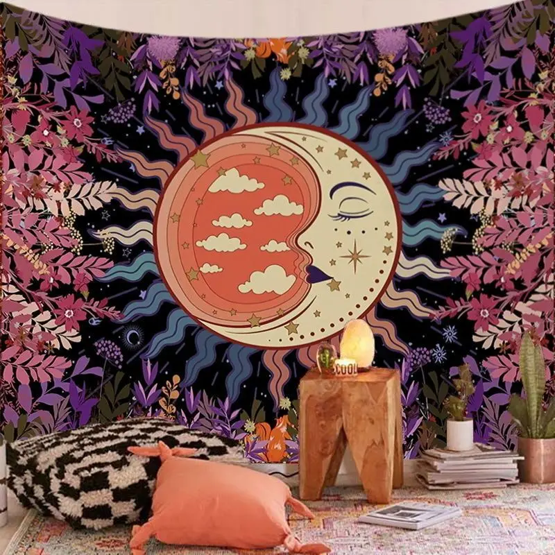

Mandala Tapestry Taro Card Ethnic Tapestry Bohemia Wall Hanging Home Decor Bedroom Background With 6 Meters Light Strip