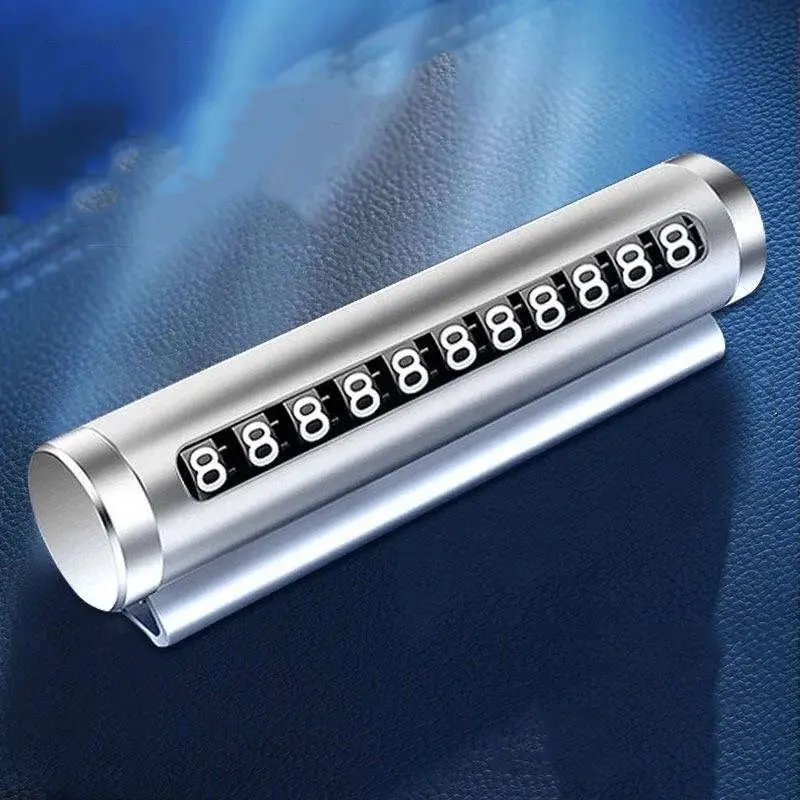 

Metal Car Phone Number Plate Aluminum Temporary Parking Card Universal Rotate Stickers Park Stop in Car-styling Auto Accessories