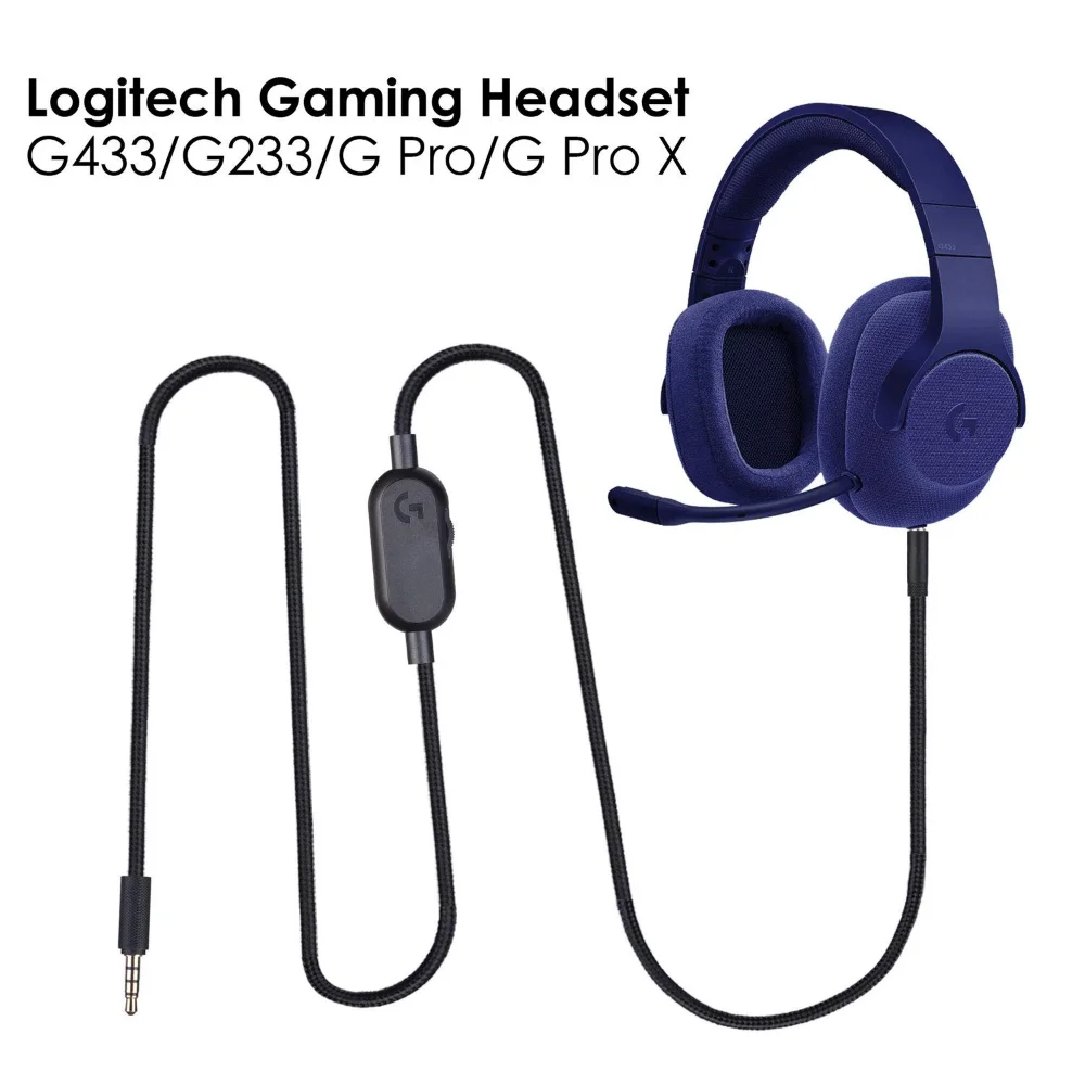 2.0M Braided Replacement Cable Extension Cord Wire for Logitech G433 G233 G Pro X Gaming Headset With Mute Volume Control Clip 2.0M Braided Replacement Cable Extension Cord Wire for Logitech G433 G233 G Pro X Gaming Headset With Mute Volume Control Clip