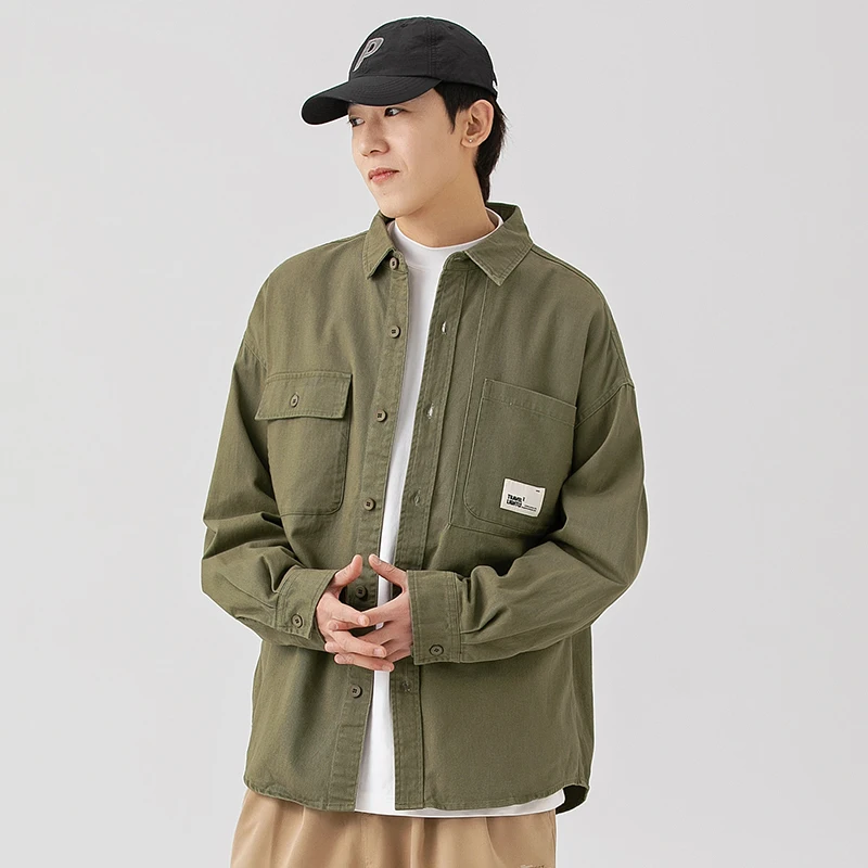 Autumn Winter Men's 100% Cotton Shirts Simple Fashion Solid Color Long-Sleeved Lapels Shirt Streetwear High Quality Men Clothing 
Autumn Winter Men's 100% Cotton Shirts Simple Fashion Solid Color Long-Sleeved Lapels Shirt Streetwear High Quality Men Clothing
