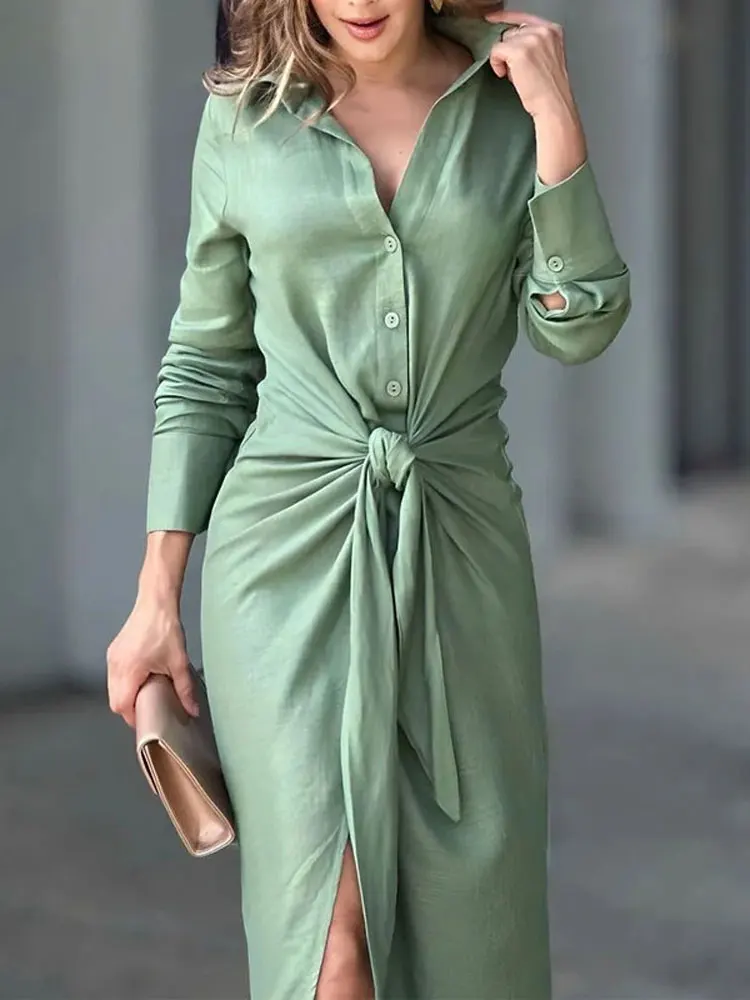 Lace Up Robes Aesthetic Sexy High Split Female Midi Dresses Elegant Solid Women's Long Sleeve Dress 2023 Summer Lapel V Neck
Lace Up Robes Aesthetic Sexy High Split Female Midi Dresses Elegant Solid Women's Long Sleeve Dress 2023 Summer Lapel V Neck