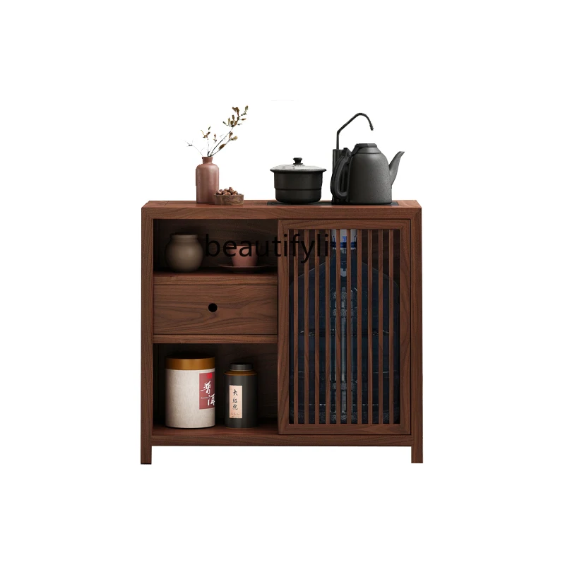 

New Chinese Style Small Apartment Dining Cabinet Simple Storage Old Elm Wood Log Boiling Water Rack Solid Wood Tea Table