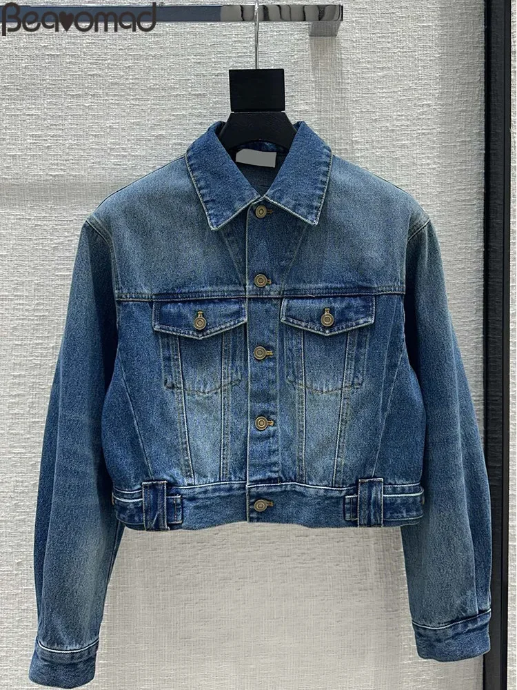 Fashion Runway Spring Summer Blue Casual Cowboy Jacket Women's Turn-down Collar Pocket Patchwork Long Sleeve Jacket
Fashion Runway Spring Summer Blue Casual Cowboy Jacket Women's Turn-down Collar Pocket Patchwork Long Sleeve Jacket