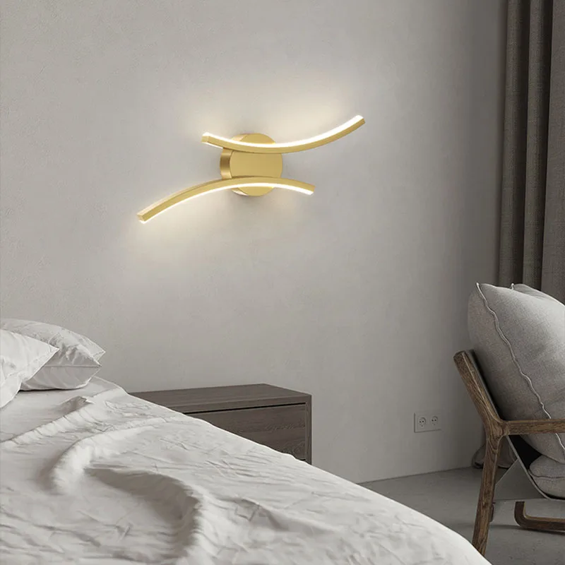 

Modern LED Wall Sconce 12W Aluminum Arc Line For Bedroom Bedside Living Room Study Lamp Indoor Home Decor Light Fixture Luster