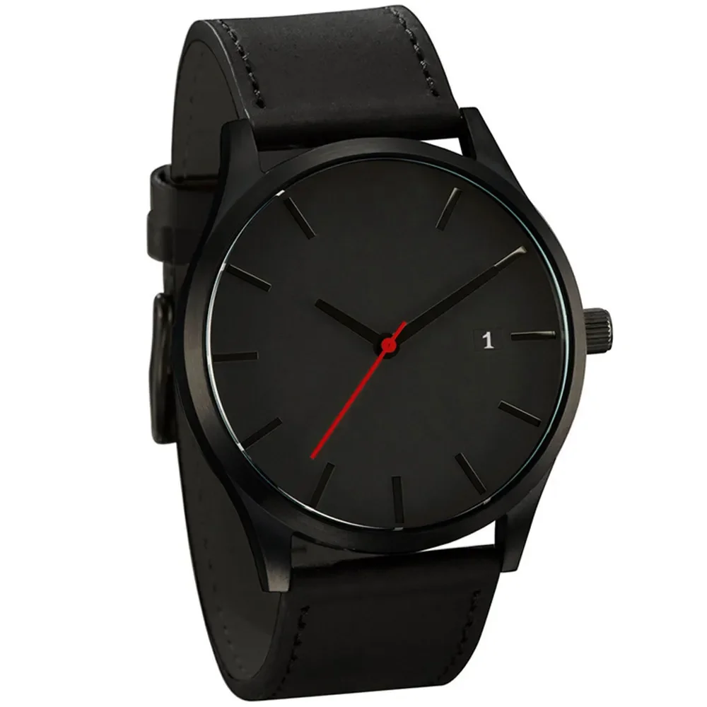 

Large Round Dial Men Watch Fashion Sport Watches for Men Calendar Leather Casual Quartz Wristwatches Clock Relojes Hombre Montre