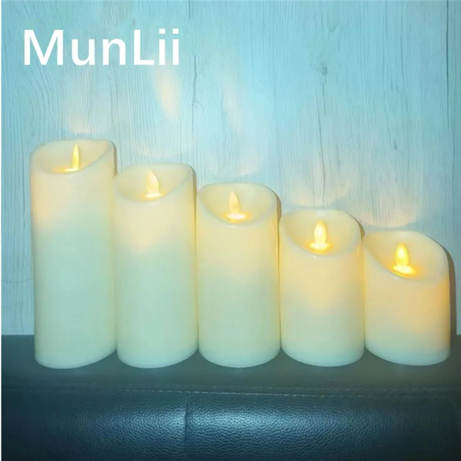 

MunLii LED Electric Candle Lamp Swing Flameless Candles Battery Powered Candles for Wedding Decor Birthday Party Supplies