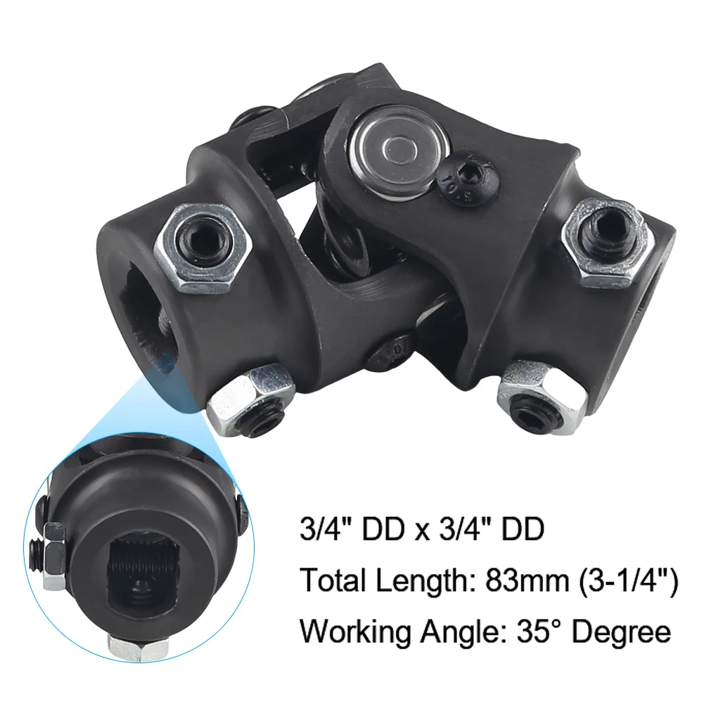 

Single Steering Shaft Universal U Joint 3/4" DD x 3/4" Total Length 83mm (3-1/4") W Black 1pc Steering U-Joint Car Accessories