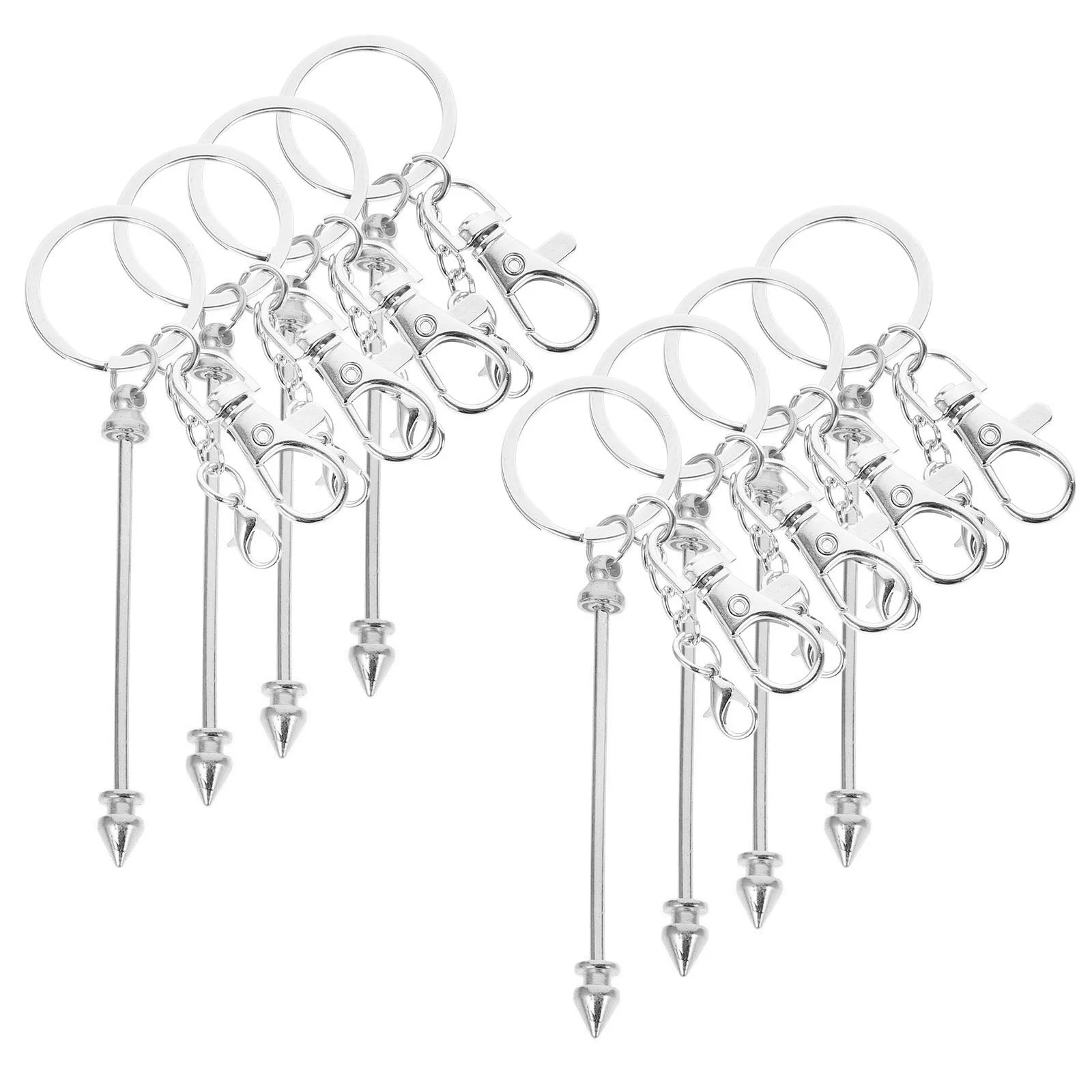

8Pcs Unfinished Beaded Bar Key Chains Beadable Blanks DIY Beading Bar Keychain