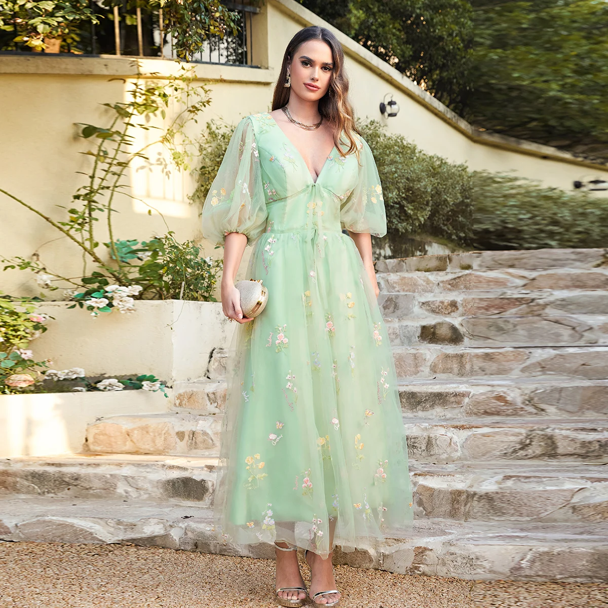 Sweetheart Princess Puff Sleeves Prom Dress Floral Embroidery Backless Lace Up A Line V Neck Long Cocktail Party Gowns For Women
Sweetheart Princess Puff Sleeves Prom Dress Floral Embroidery Backless Lace Up A Line V Neck Long Cocktail Party Gowns For Women