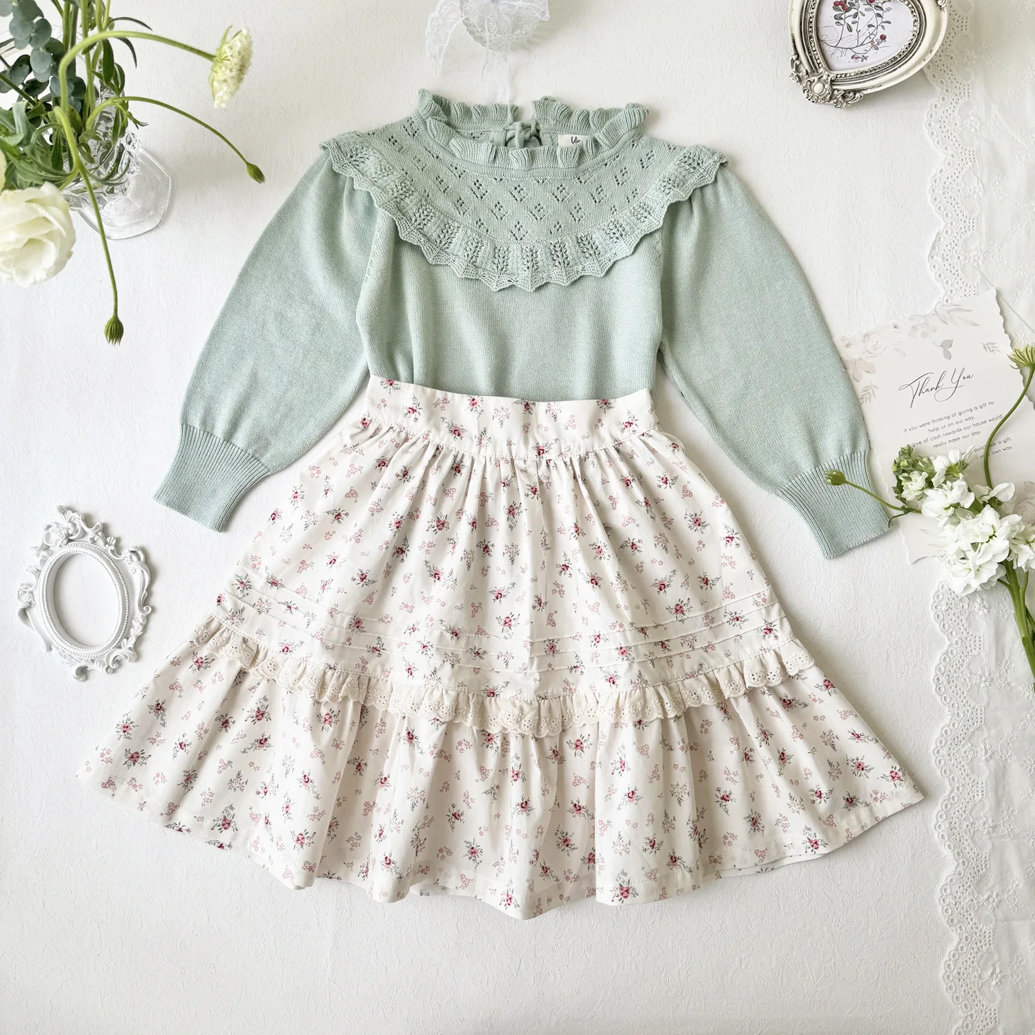 

Spring Summer Floral Print Girls Flower Skirt for Children Clothing Skirt Kids Princess Lace Tutu Baby Clothes Size 2-8T