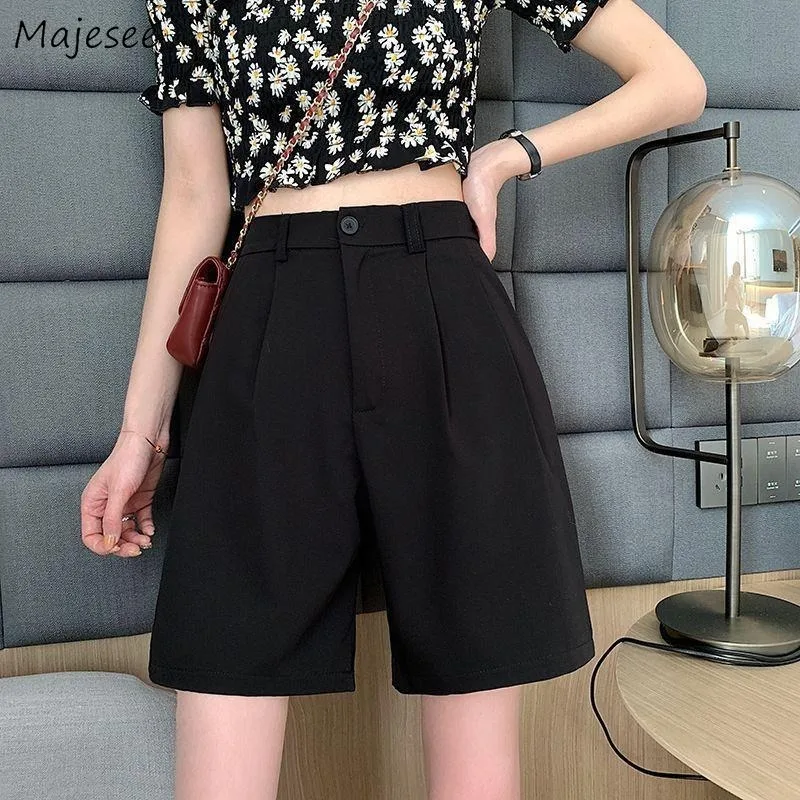 

Shorts Women High Waist Solid Simple Casual All-match Students Chic Popular Classic Basic Ins Korean Fashion Summer Baggy Cozy