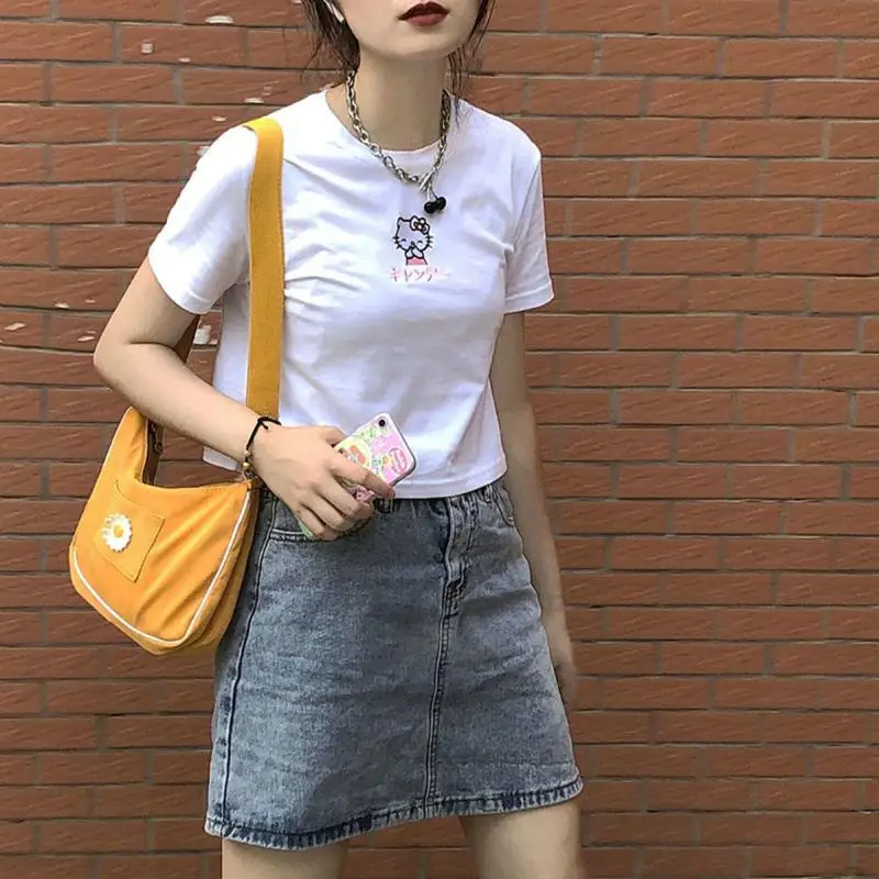 Hello Kitty Short Sleeved Tight T Shirt Kawaii Anime Cartoon Women Y2K Fashion Cute Casual Round Neck Sexy Top Tees Girl Clothes
Hello Kitty Short Sleeved Tight T Shirt Kawaii Anime Cartoon Women Y2K Fashion Cute Casual Round Neck Sexy Top Tees Girl Clothes
