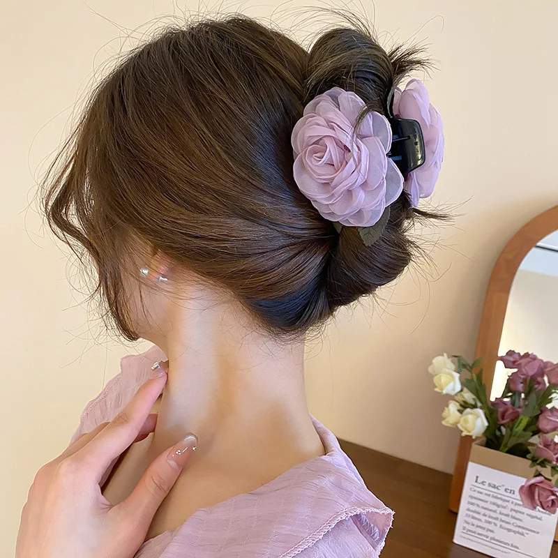 

Sweet Flower Hair Claw Clips Temperament Elegant Women Hairpin Princess Headdress Fashion Grab Clip Female Hair Accessories