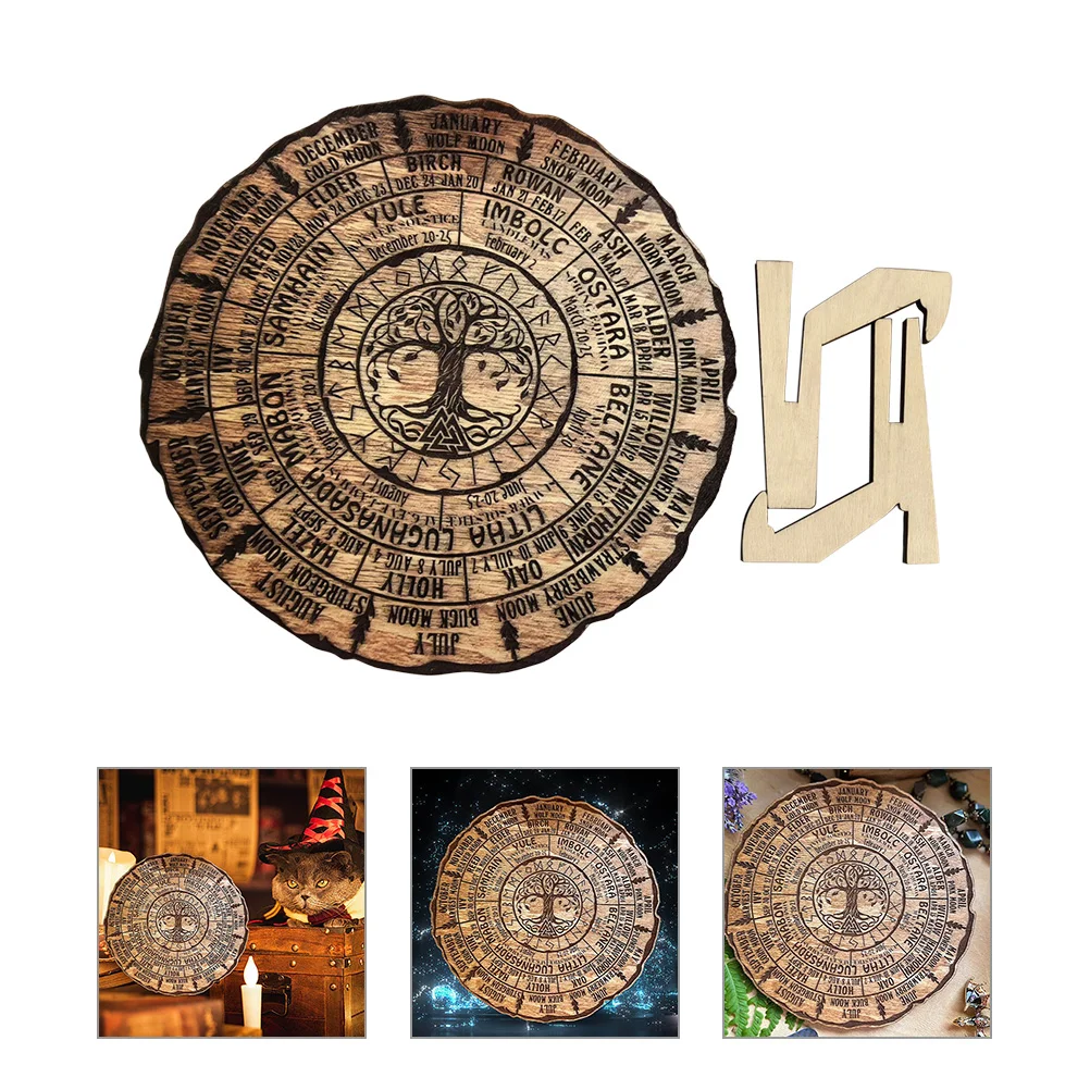 

Деревянное украшение для дома, календарь, колесо года, ручное декоративное домашнее украшение ведьмы, дерево, офис