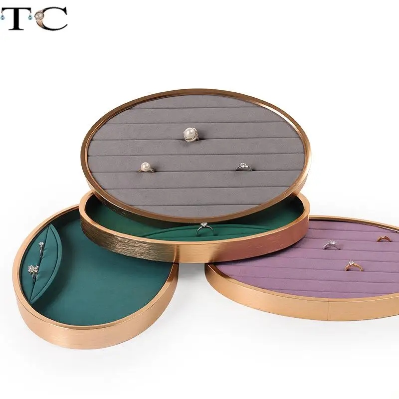 

Oval Metal Microfiber Jewelry Tray Ring Stud Display Tray See Pallets Bracelet Necklace Pendant Storage Tray