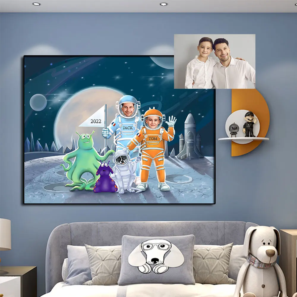 2 People Custom Personalized Astronaut Customized Canvas Printing Poster For Room Decoration Picture Wall Art Christmas Gifts
2 People Custom Personalized Astronaut Customized Canvas Printing Poster For Room Decoration Picture Wall Art Christmas Gifts