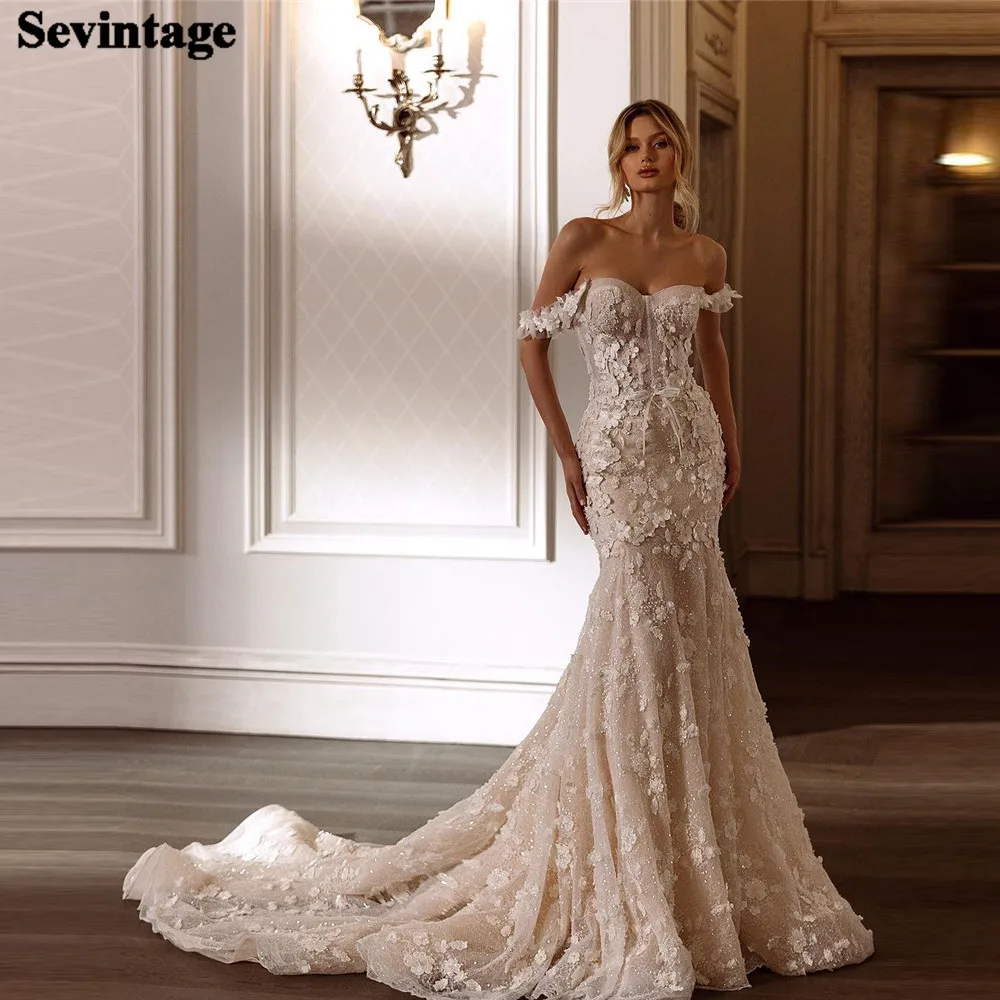 Женское свадебное платье с открытыми плечами Sevintage, модель 2023 в стиле бохо
Женское свадебное платье с открытыми плечами Sevintage, модель 2023 в стиле бохо