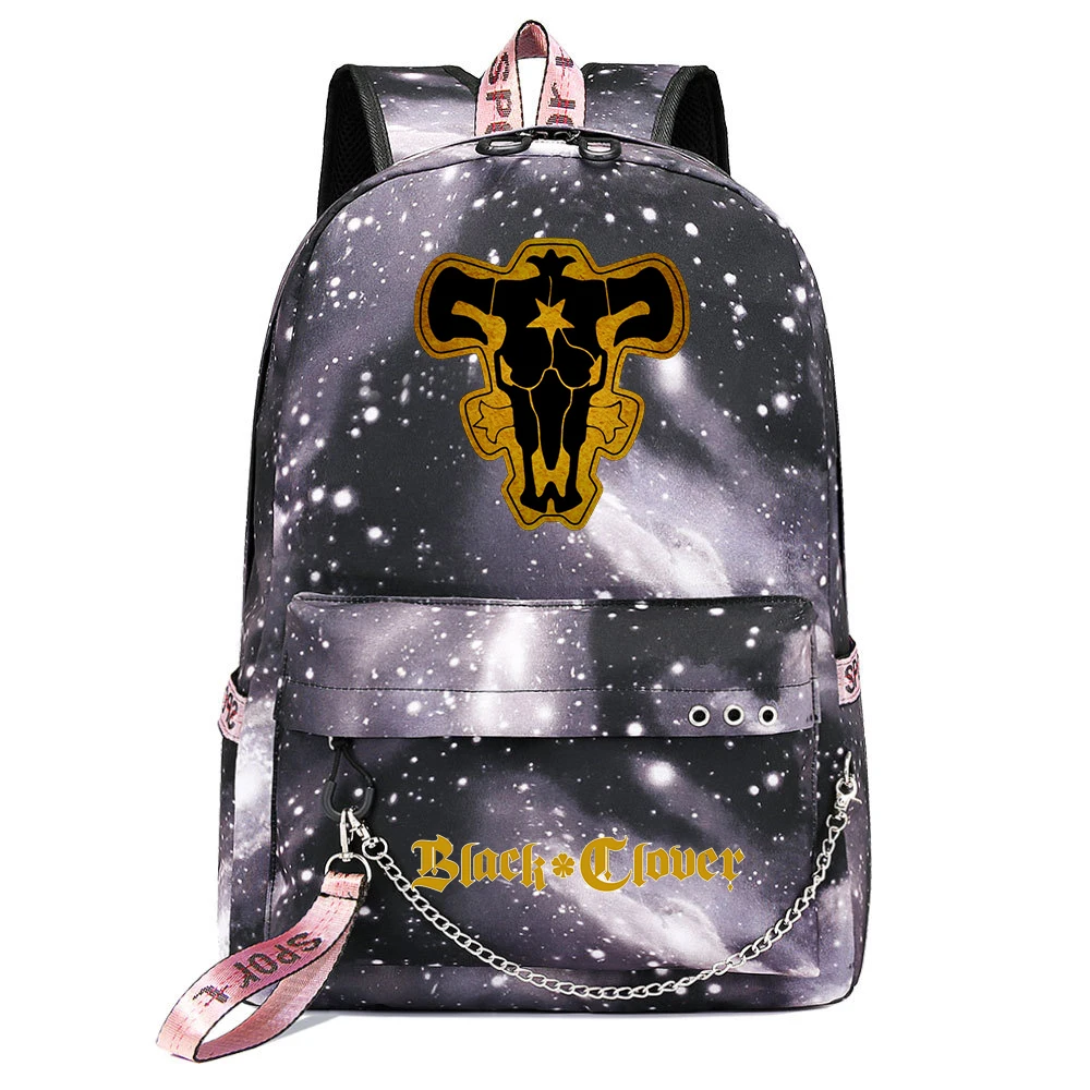 

Anime Black Clover Boys Girls School Bags Teenager USB Charging Chain Travel Backpack Student College Bookbag Mochila