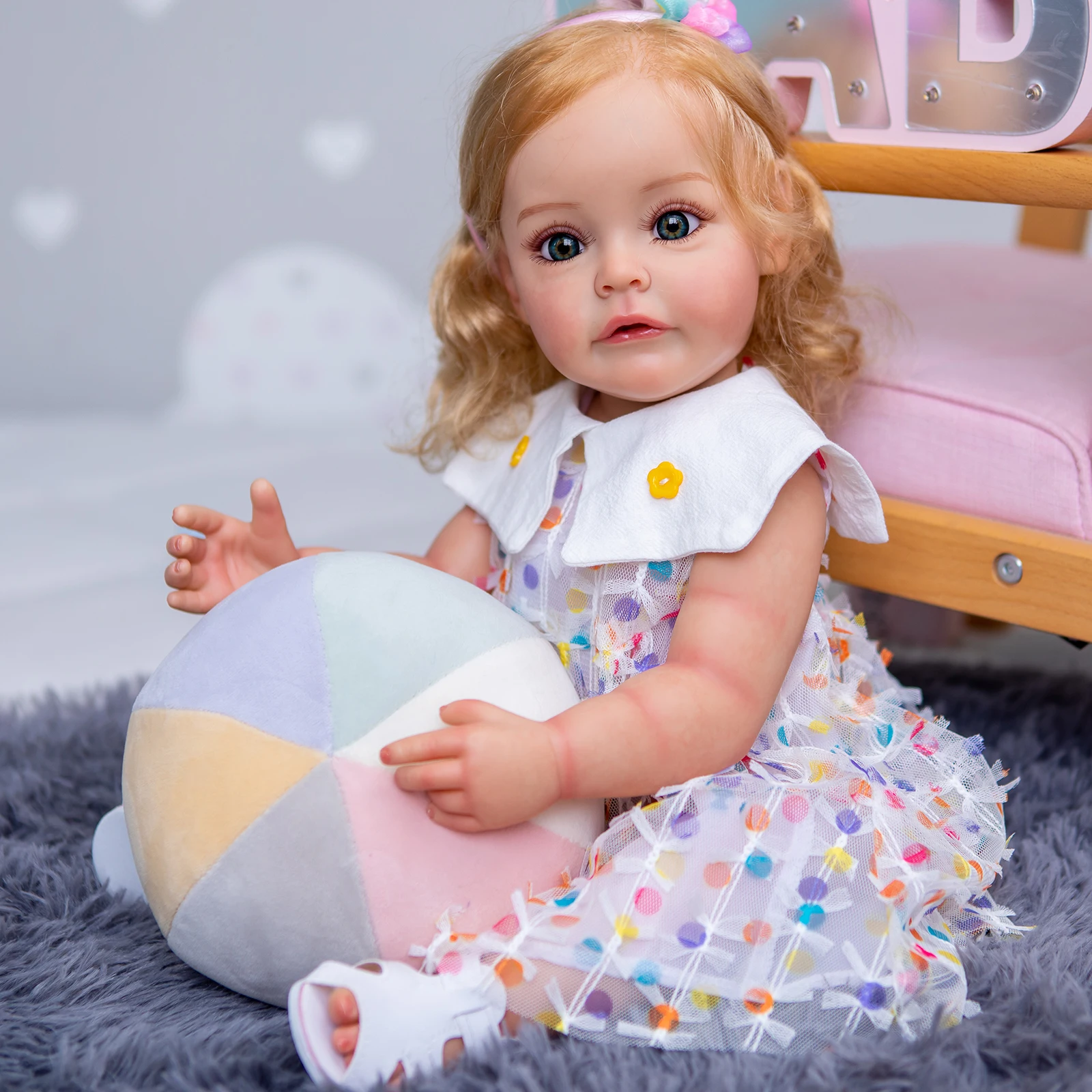 

FBBD 55 см ручная роспись на все тело силиконовый новорожденный малыш девочка принцесса Сью с корнями каштановые волосы Водонепроницаемая игрушка