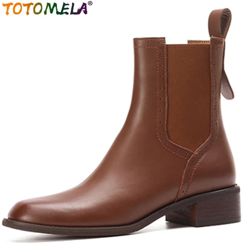 TOTOMELA 2022 Size 34-42 New Slip On Ankle Chelsea Boots Genuine Leather Women Boots Vintage Winter Thick Med Heels Shoes
TOTOMELA 2022 Size 34-42 New Slip On Ankle Chelsea Boots Genuine Leather Women Boots Vintage Winter Thick Med Heels Shoes