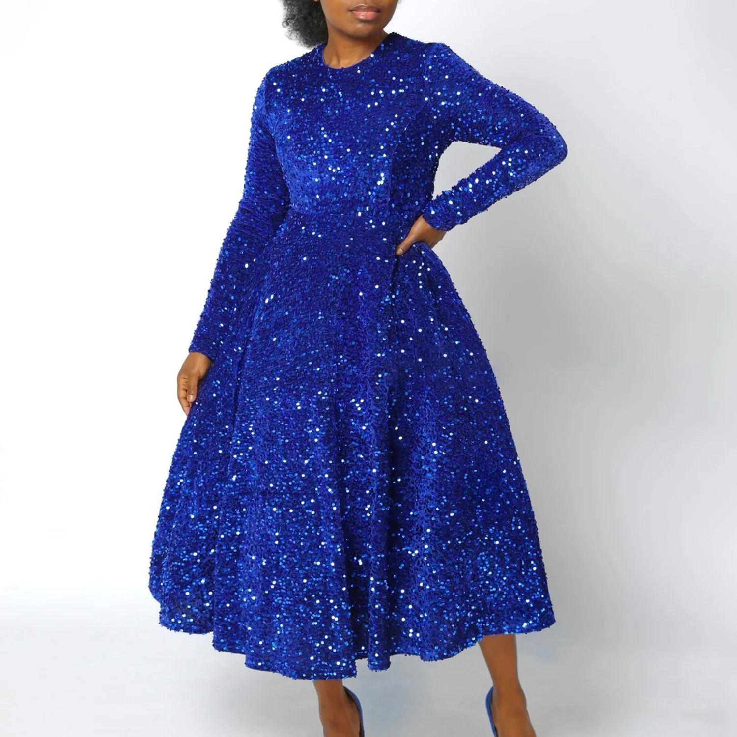 Latest style 2024 New Women's Round Neck Long Sleeve Solid Color Sequin High Waist Temperament Mid length Dress
Latest style 2024 New Women's Round Neck Long Sleeve Solid Color Sequin High Waist Temperament Mid length Dress