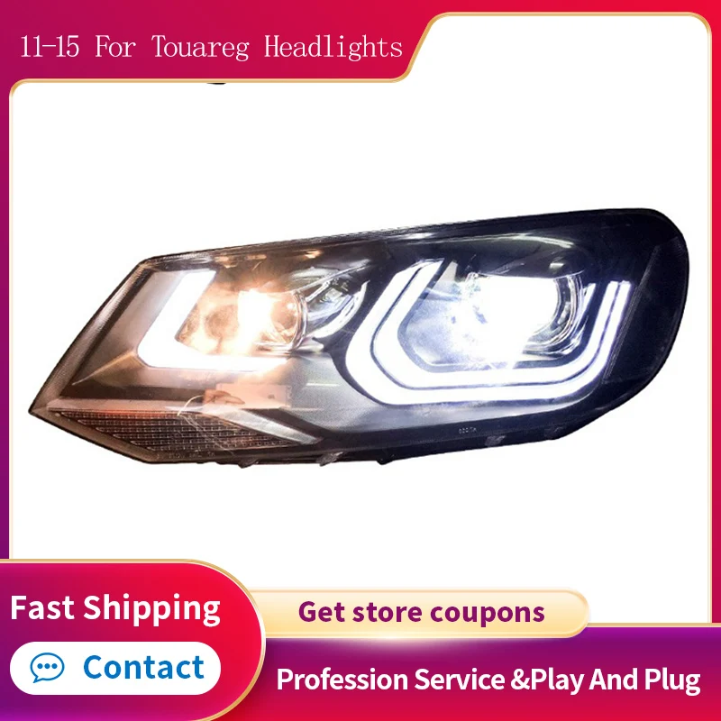 Автомобильные фары для 2011-2015 Volkswagen VW Touareg светодиодный DRL сигнал поворота светильник Bi-xenon линзы фары в сборе аксессуары