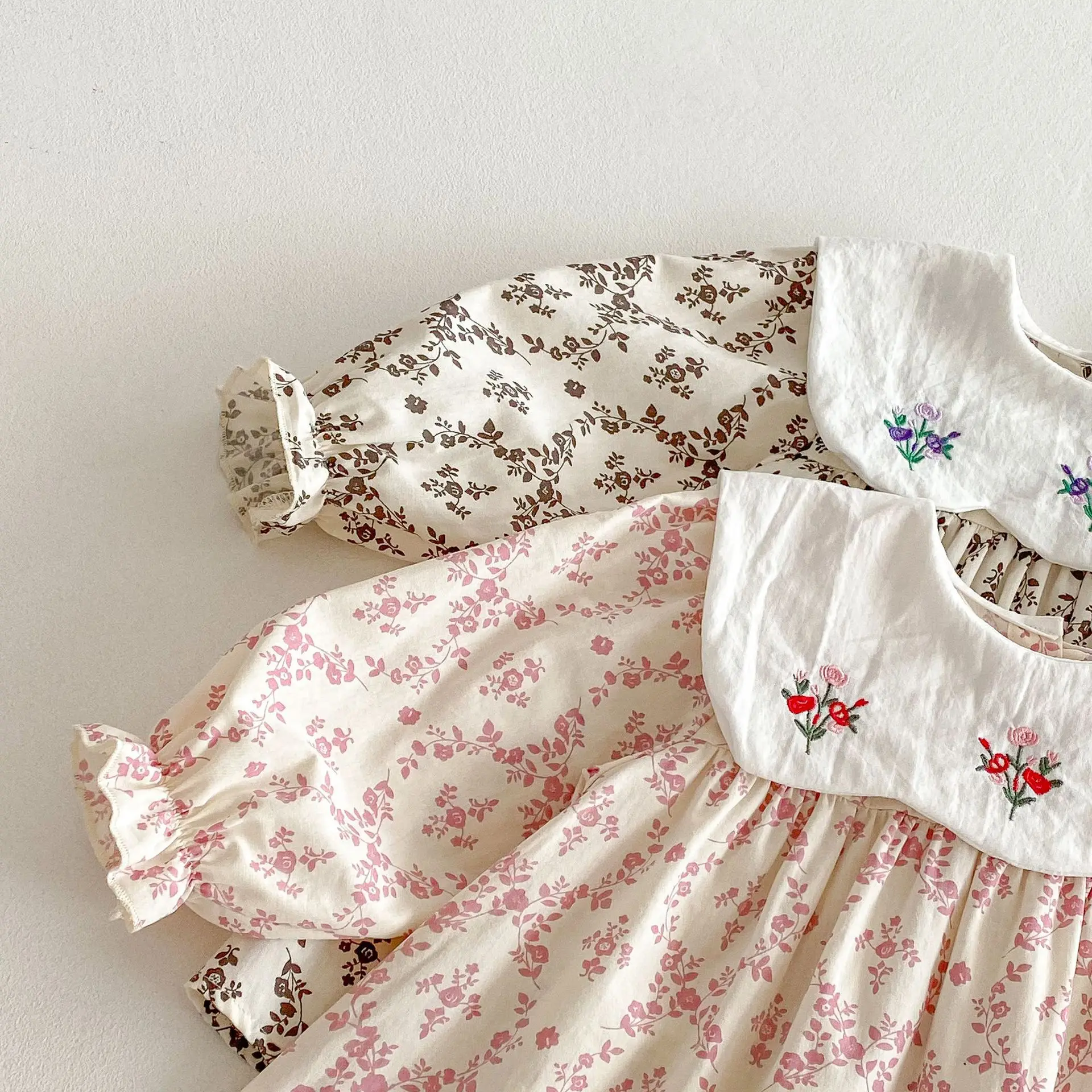 2025 Autumn New Girls Casual Dress Children Large Collar Flower Embroidery Dress Cotton Baby Girl Floral Princess Dress 22 S36cc757131104c36b41650123cd8554dj