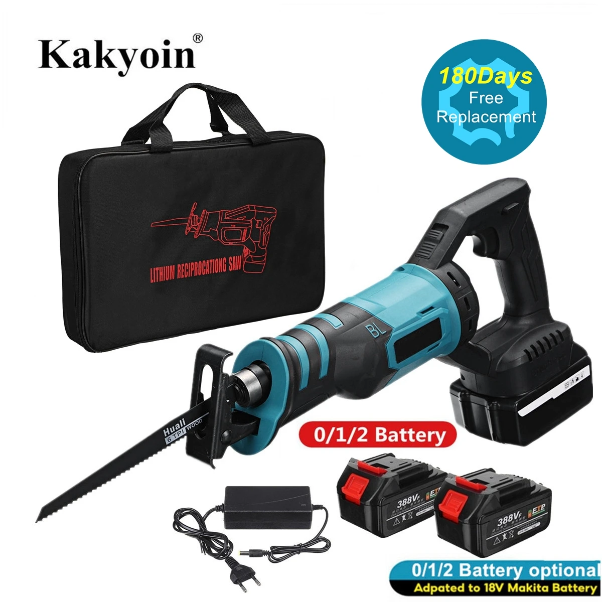 

With 15000mAh Battery 2800W Cordless Reciprocating Saw Brushless Electric Saw Metal Wood Cutting Tools For Makita 18V Battery