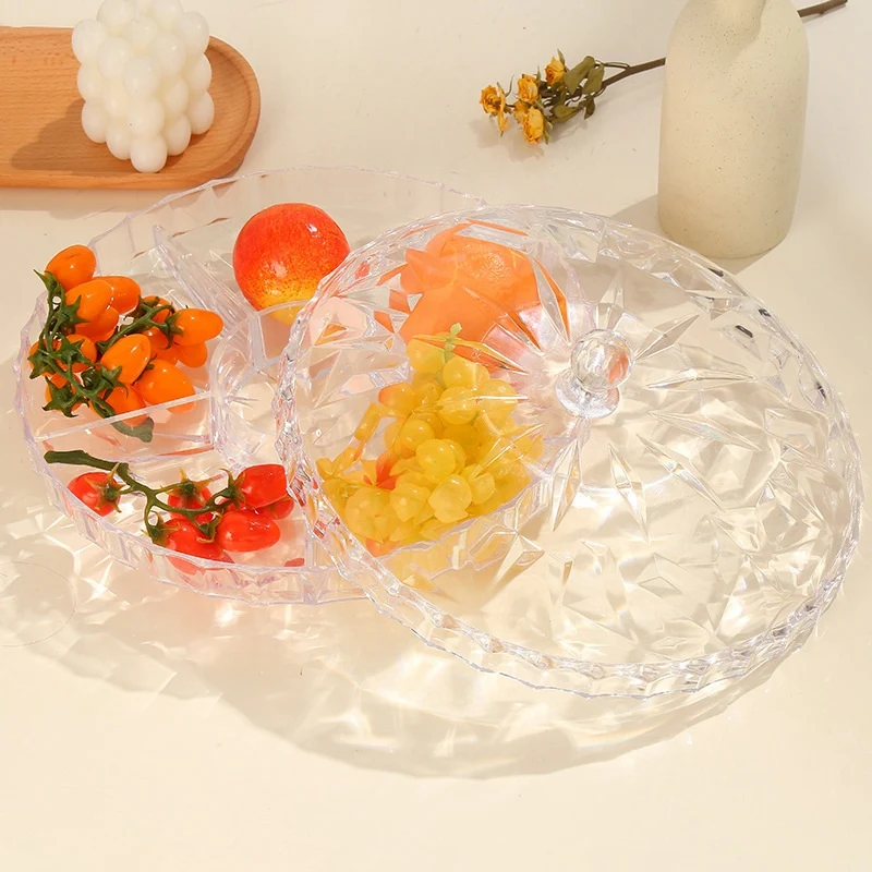 

Snack Serving Tray Luxurious Plate Fruit Nuts Sweet Kitchen Candy Storage Tray With Lid