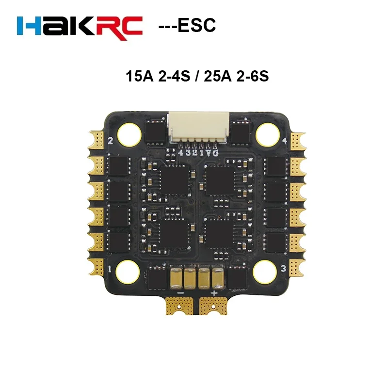 

HAKRC 15A 25A 4-in-1 MINI ESC Supports 2-5S, Suitable for RC Remote Control FPV Freestyle Racing Drone