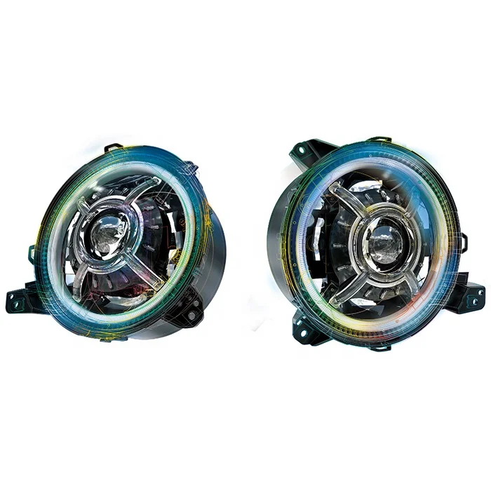 

9'' RGB Halo LED Headlights Compatible with 2018-2019 Jeep Wrangler JL 9" RGB headlamp for Jeep Gladiator JT accessories