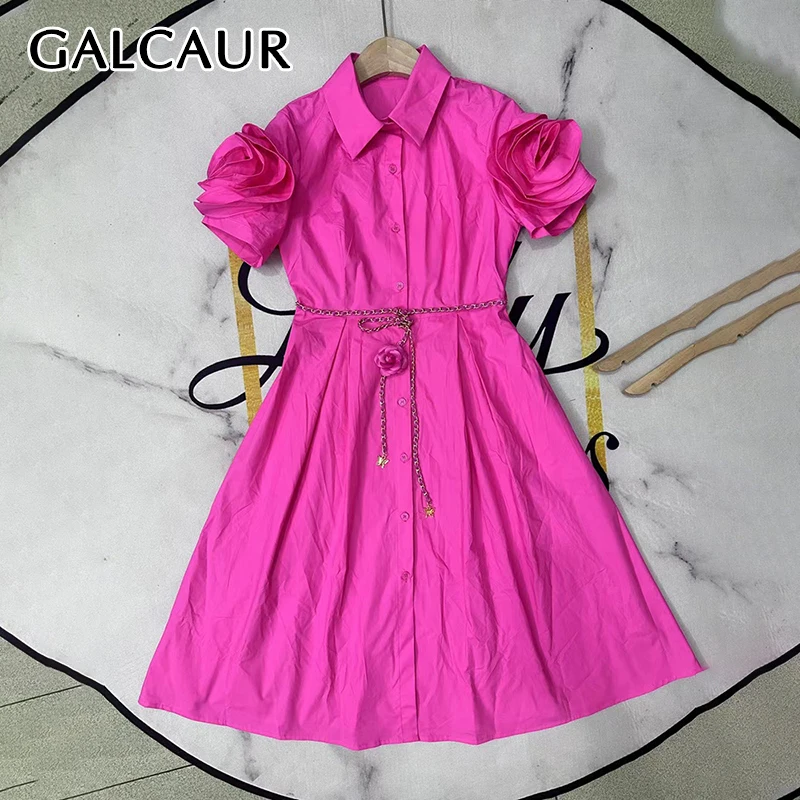 

Платье GALCAUR женское с коротким рукавом, элегантное однотонное приталенное, с отложным воротником и цепочкой, модная одежда в стиле пэчворк, с завышенной талией