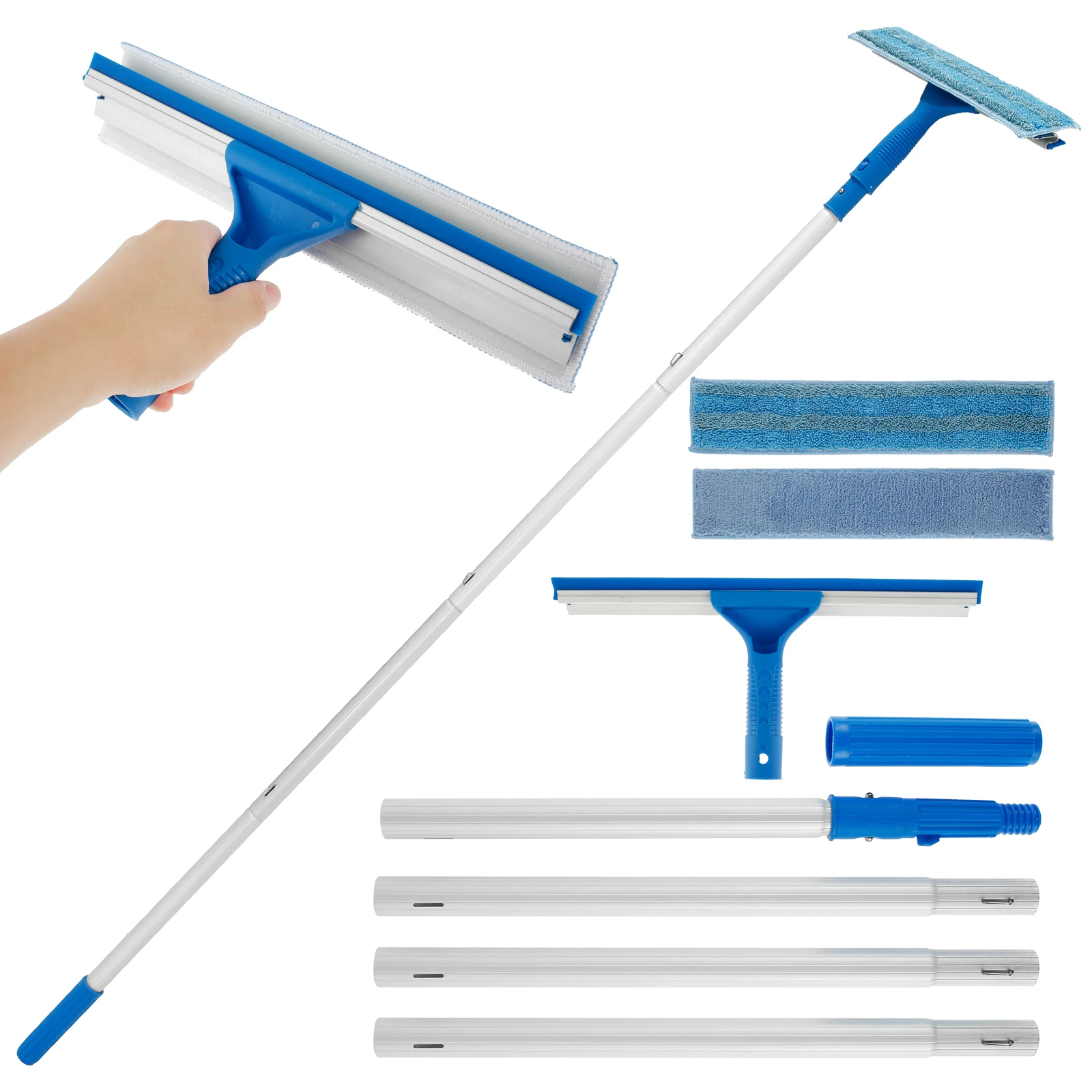 Window Squeegee Cleaner with 62.9in Long Handle Window Cleaner Tool with 2 Microfiber Pads Household Window Cleaner Scrubber 
Window Squeegee Cleaner with 62.9in Long Handle Window Cleaner Tool with 2 Microfiber Pads Household Window Cleaner Scrubber